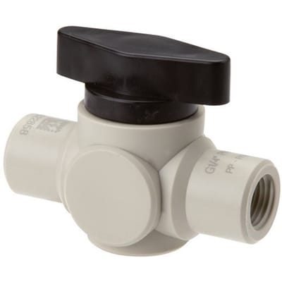 PVDF 2-Weg Kogelkraan G 3/8'' FKM Vacuüm