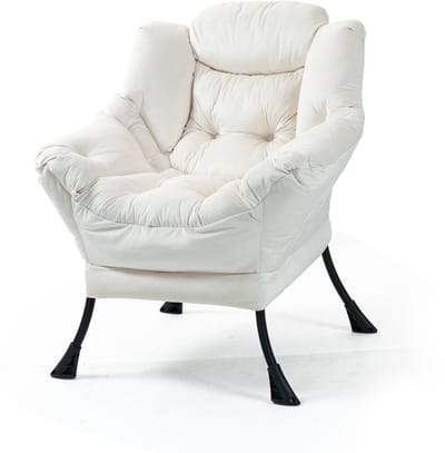 Relaxstoel met metalen frame - Comfortabele luie stoel - Met zijvak - Ergonomische neksteun - 8,5 kg - Woonkamer en balkon - 75x80x85 cm
