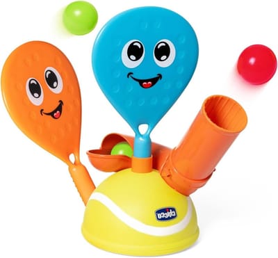 Padel Set - Sportspel Kinderen - Motoriek Trainen - Automatische Ballenwerper - 2 Paddels 4 Ballen - Veelkleurig