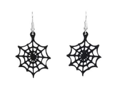 Halloween Oorbellen - Gothic - Oorhangers - Spinnenweb zwart - 1 paar