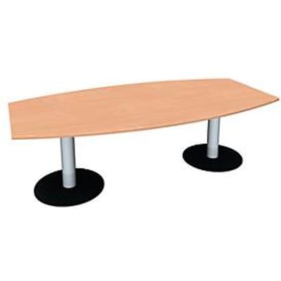 Vergadertafel, tot 8 personen, boot, plaatvoet, B 2400 x D 800/1200 x H 720 mm, beuken/blank aluminium