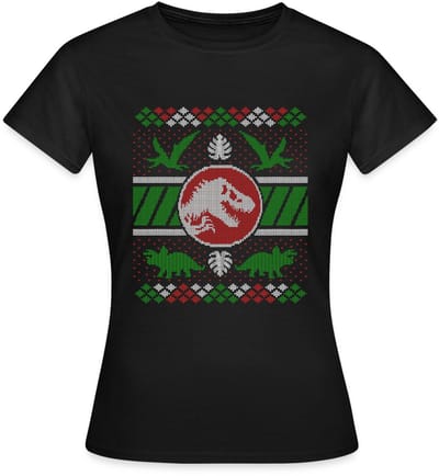 Jurassic World Kerstmis Ontwerp Met T-Rex T-Shirt Dames