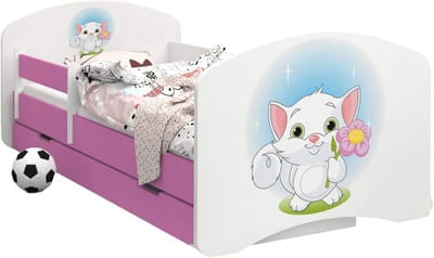 Kindercamer Bed 140x70 met Lade en Valbeveiliging Inclusief Schuimmatras