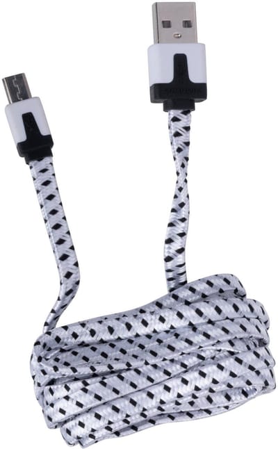 Go Go Gadget - USB naar Micro USB Kabel - Nylon - 200cm - Zwart/Wit