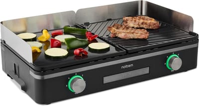 Tafelgrill Elektrisch - Contactgrill Bakplaat - Binnen Grillen - Dubbel Zone Systeem - 2400 Watt - Zwart