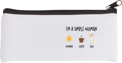 Akyol - i'm a simple woman sunshine, coffee, dog Etui - Quotes - vrouwen die simpel zijn - quotes - verjaardagscadeau - verjaardag - cadeau - kado - geschenk - gift - 20 bij 9 cm