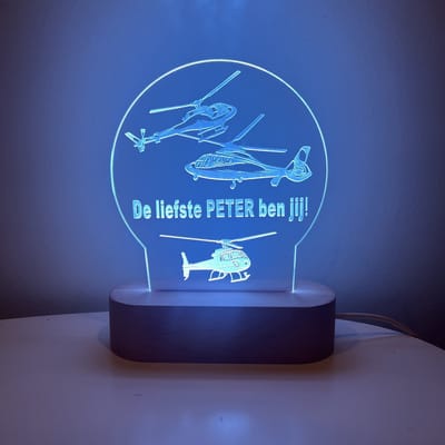 LED lamp liefste PETER | helicopter | liefste peter | peter vragen | peter worden | peetoom vragen | peettante worden | cadeau | geschenkdoos | giftbox | ellerliefste peter