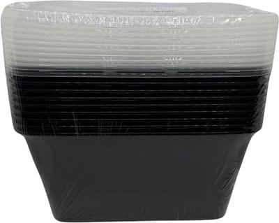 Magnetron Maaltijdbak Zwart – Herbruikbaar – 1000 ml – Met Deksel – BPA-vrij – Vriezerbestendig – 10 stuks