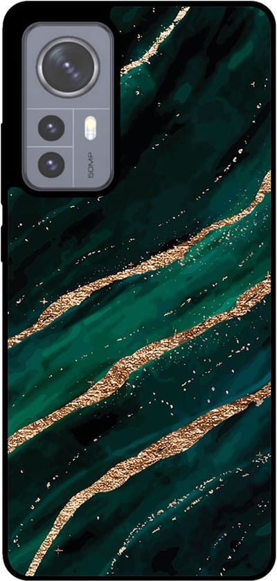 Smartphonica Telefoonhoesje Geschikt voor Xiaomi 12 met marmer opdruk - TPU backcover case marble design - Groen Goud geschikt voor Xiaomi 12