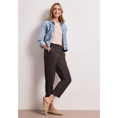Slim Legs linnen broek met gesp