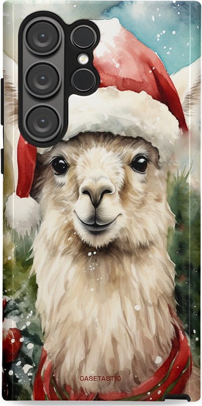 Casetastic hoesje geschikt voor Samsung Galaxy S23 Ultra - Dubbellaagse bescherming - Kerst Lama - Fashion Case - Taupe Lichtgrijs Donkergrijs Saliegroen