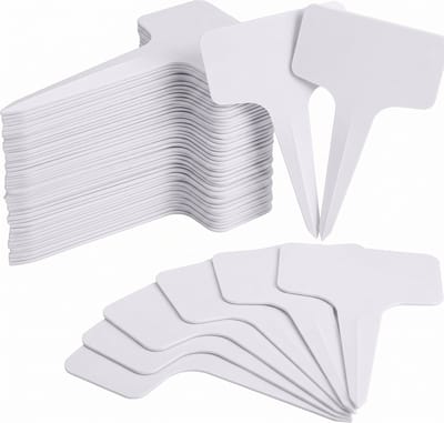 Plant naam kaartjes - tuinplant labels - plantenetiket - steeketiket - plantenstok - 10 cm - set van 50 stuks - T-type - IXEN