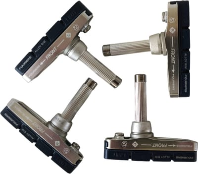 FOURIERS BR-E002 Remblokken / Remschoentjes - Alloy 6066-T6 - Cantilever - +5 mm Offset - Set van 4 stuks - Zilver