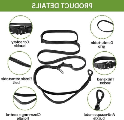 Handsfree hondenriem met veiligheidsgesp, reflecterende stiksels en gewatteerd handvat voor comfortabele wandelingen met grote, middelgrote en kleine honden, 1.9-2.6m