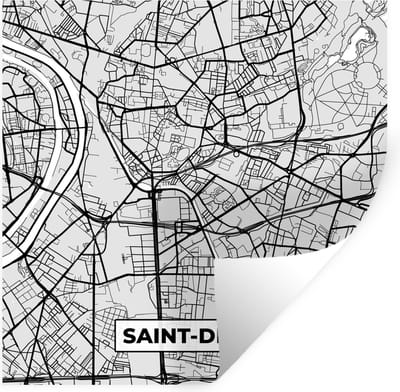 Muurstickers - Sticker Folie - Kaart - Stadskaart - Frankrijk - Saint-Denis - Plattegrond - 100x100 cm - Plakfolie - Muurstickers Kinderkamer - Zelfklevend Behang XXL - Zelfklevend behangpapier - Stickerfolie