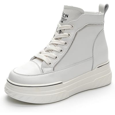 Binnen Verhoogde 8cm Leer Witte Schoenen Dames Herfst Nieuwe Wilde Koreaanse Versie Dikke Zool Platform Casual Schoenen 40 gray