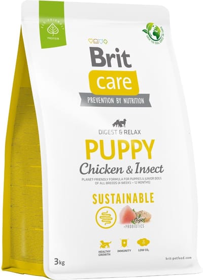 Brit Care Sustainable Puppy Digest & Relax Kip&Insecten - Hondenvoer - 3 kg