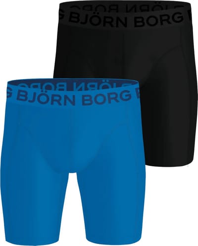 Bjorn Borg 2-Pack heren boxershort - microfiber Lightweight- Long leg - Zwart/Blauw / M