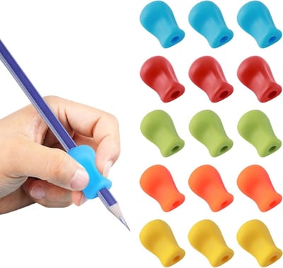 15 Stuks Penhouders voor Kinderen, Schrijfhulpmiddelen in 10 Kleuren, Ideaal voor Dikke Potloden en Schoolbeginnen, Comfortabele Grip en Ondersteuning voor Jonge Schrijvers