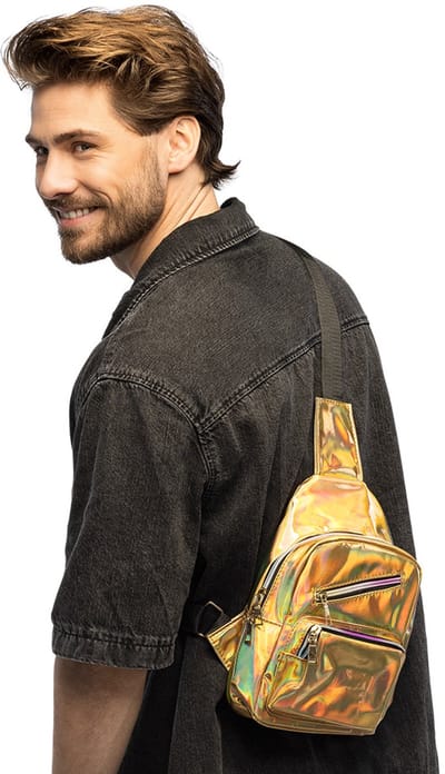 Boland - Crossbody tas Holo deluxe goud Goud - Volwassenen - Unisex - Niet van toepassing - Festival - Rave - Uitgaan