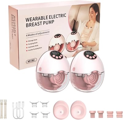 Novendo Goods – Handsfree elektrische borstkolf met verwarming & UV-sterilisatiedeksel – BPA-vrije draagbare borstvoedingspomp - 2 stuks