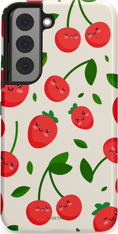 Casetastic Hoesje Geschikt voor Samsung S22 - Stijlvolle Beschermende Duo-layer Case - Knappe Kers