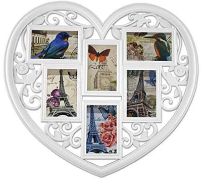 Hartvormige fotolijst collage voor 6 foto's - 58x52 cm