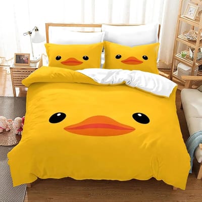 Ensemble de Literie Canard Jaune Impression 3D Garçons Filles Taille Twin Queen King Housse de Couette Taie d'Oreiller Lit Garçons Adulte Textile de Maison 70x133cm 2pcs