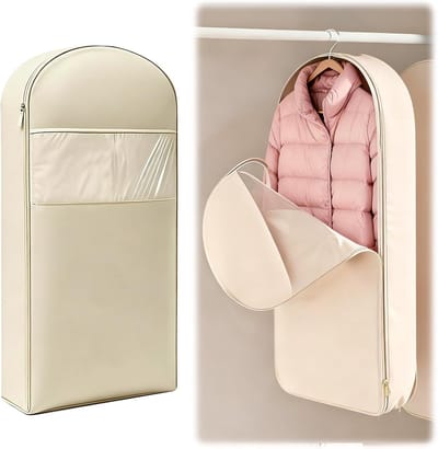 Kledingzak, middelgrote, vacuümzak voor kleding, ruimtebesparende kledingzak om op te hangen, met zelfcomprimerende ritssluiting, vacuümzak voor dekbedden