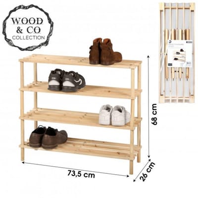 "WOOD & CO" SCHOENENREK MET 4 NIVEAUS – 74 x 26 x 68 CM