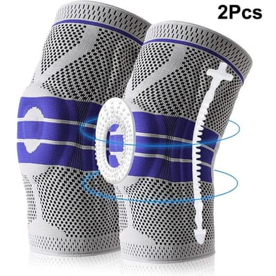 Knie Elite Kniecompressiekous, Kniebraces voor Kniepijn, Kniebandages, Patellastabilisator met Siliconen Gel Veerondersteuning Mannen Vrouwen M