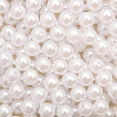 Famanu – Witte acryl kunstparels 6 mm – 250 stuks met gaten – Voor sieraden, haaraccessoires, decoratie en vaasvulling