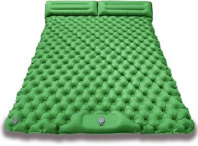 Opblaasbaar luchtbed 2 persoons 200x120x5cm - Ingebouwde pomp - Kampeer slaapmatje-luchtbed-slaapzak-openlucht--Legergroen-Belle's product
