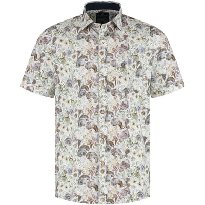 Fellows United Fellows United Korte Mouw Overhemd Paisley Oker  3XL