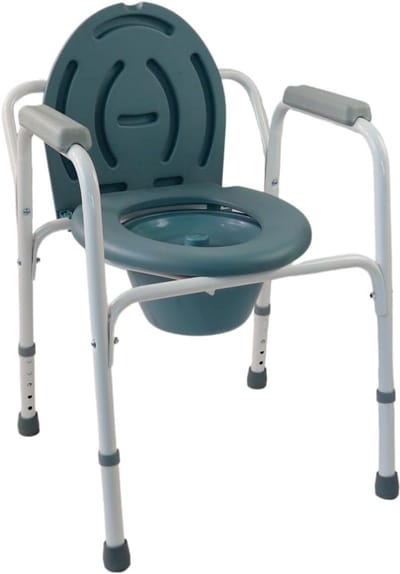 Toiletstoel voor volwassenen met deksel en afneembare emmer, hoogte verstelbaar, niet-gleedvoeten en armleuningen, maximaal 100 kg