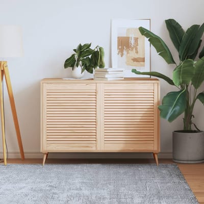vidaXL - Kastdeuren - met - lamellen - 2 - st - 69x59,4 - cm - massief - grenenhout
