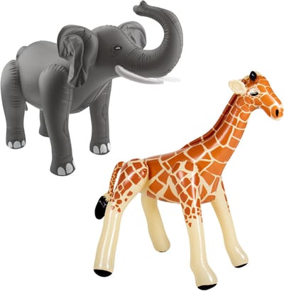 Folat Opblaasdieren - olifant en giraffe - safari thema - kunststof
