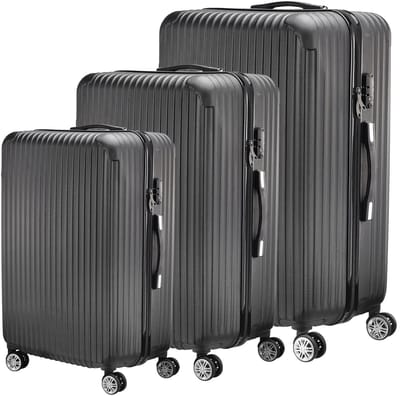 Innovastore Kofferset - Koffers - Reiskoffers - Trolley - Handbagage - Ruimbagage - Reisset - Hardcase - Slotsluiting - Zwart
