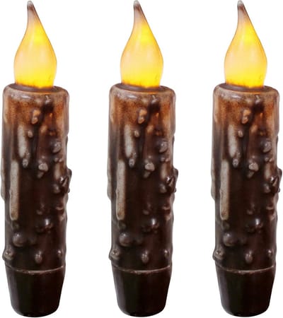Echte Wax LED Kaarsen met Timer 3 Stuks - Bruin Primitieve Look
