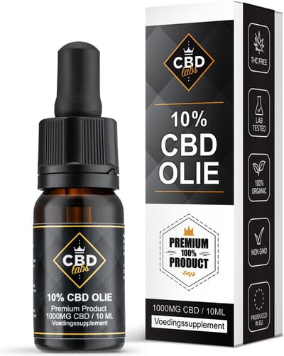 CBD Olie 10% CBDLabs - 1000MG CBD - 10 ml - Vegan - Op Basis van Biologische Hennepzaad Olie - 100% Natuurlijk - Circa 200 Druppels - Premium Product