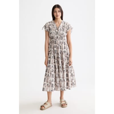 Scotch & Soda Gathered Midi Dress With Tied Details Art Dept Collage Grey  Taglia: 34 | Abiti Midi Outlet | Donna | Grigio