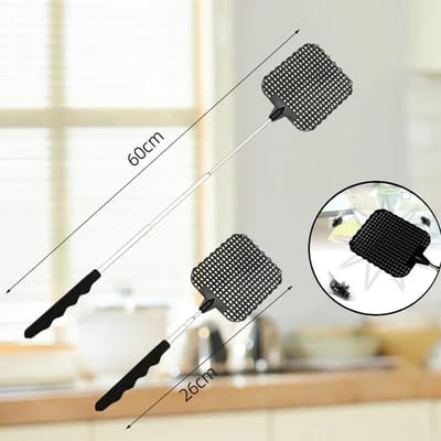 uitschuifbare vliegenmepper - 26 tot 60 cm - Zwart