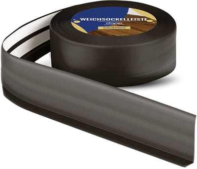 DQ-PP ZACHTE PLINT - 20 m - Chocolade - 50 x 15 mm - PVC - zelfklevend - knikhoek plinten rubberen strip plint hoekprofiel afsluitstrip vloerlijst