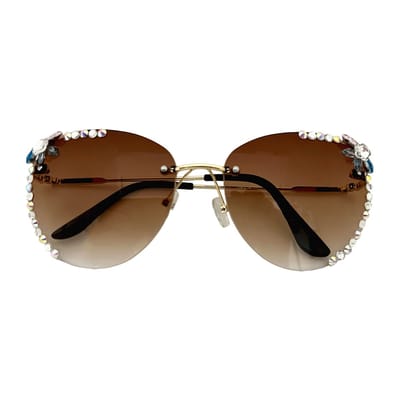 Freaky Glasses - Zonnebril diamant - Festivalbril - Bril - Feest - Glasses - Heren - Dames - Unisex - Kunststof - Metaal - bruin