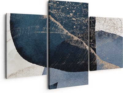 Artaza Canvas Schilderij Drieluik Abstracte Kunst - Marmer met Gloed - 150x120 - Groot - Foto Op Canvas - Canvas Print