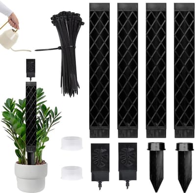 Moss Stokken voor Monstera en Klimplanten, 4 x 25 cm, Zelfwaterend, Inclusief Grondpinnen en Tuindraad, Ideaal voor Binnenplanten (Set van 4)