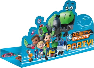 Nickelodeon Uitnodigingen Rusty Rivets 16 Cm 8 Stuks Blauw