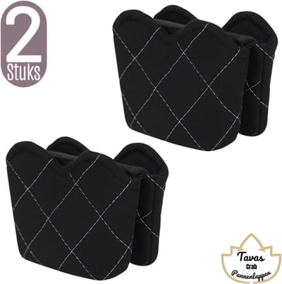Tavas Crab Pannenlappen - Zwart - 2 Stuks - Hittebestendinge Gripper tot 250°C - Geen Siliconen