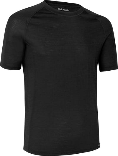 GripGrab - Merino Blend Thermal Korte Mouw Lente Herfst Fiets Ondershirt Thermoshirt met Merinowol - Zwart - Heren - Maat M