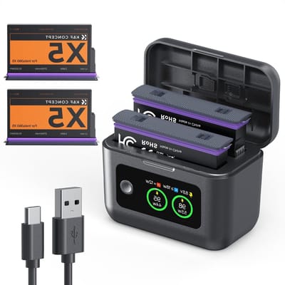 Accu en Snellader Set - Batterij Oplader - Actiecamera Opladen - Dubbele Batterij Oplader - 2x 2700 mAh - Zwart